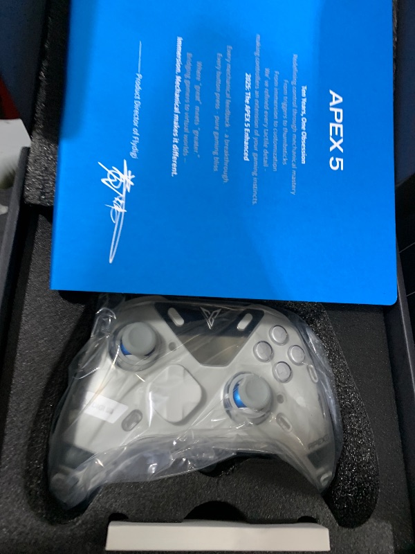 Photo 1 of FLYDIGI Apex 5 PC Controller, Forceflex Joystick 2.0, ForceAdapt Triggers, 3ms Ultra-Low Latency, RGB Light Bar, Full-Color LCD Display,1500mAh Battery PC/NS/Android/TV