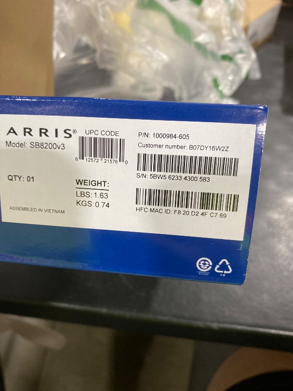 Photo 1 of ARRIS SURFboard SB8200 DOCSIS 3.1 Multi?Gig Cable Modem | 2 -1Gbps Ethernet Ports | Works with Xfinity, Cox, Spectrum | For Cable Internet Plans up to 2Gbps | Modem Only, Router Required