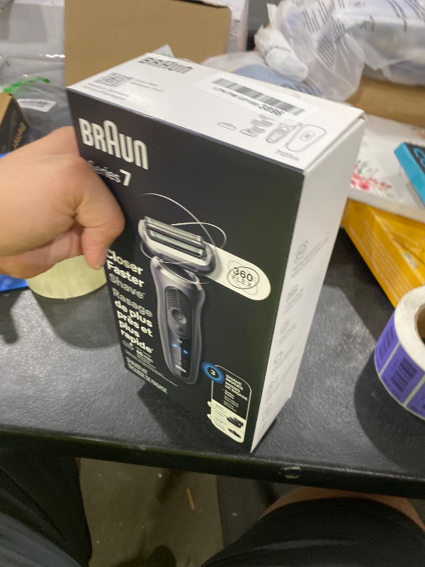 Photo 1 of Braun Series 7 Electric Shaver for Men, Wet & Dry Foil Razor, Precision Trimmer Attachment, Charging Stand, Travel Case, Space Grey 7127cs