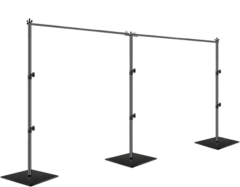 Photo 1 of EMART Backdrop Stand Heavy Duty 10x20Ft, Adjustable Double Crossbar Pipe and Drape Photo Background Kit, Metal Frame with Flat Base for Wedding Birthday Party-Black