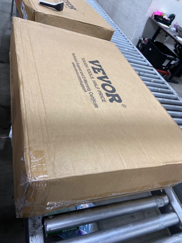 Photo 1 of VEVOR Utility Service Cart, 2 Shelf 550LBS Heavy Duty Plastic Rolling Utility Cart with 360° Swivel Wheels (2 with Brakes), Large Lipped Shelf, Ergonomic Storage Handle for Warehouse/Garage/Cleaning
