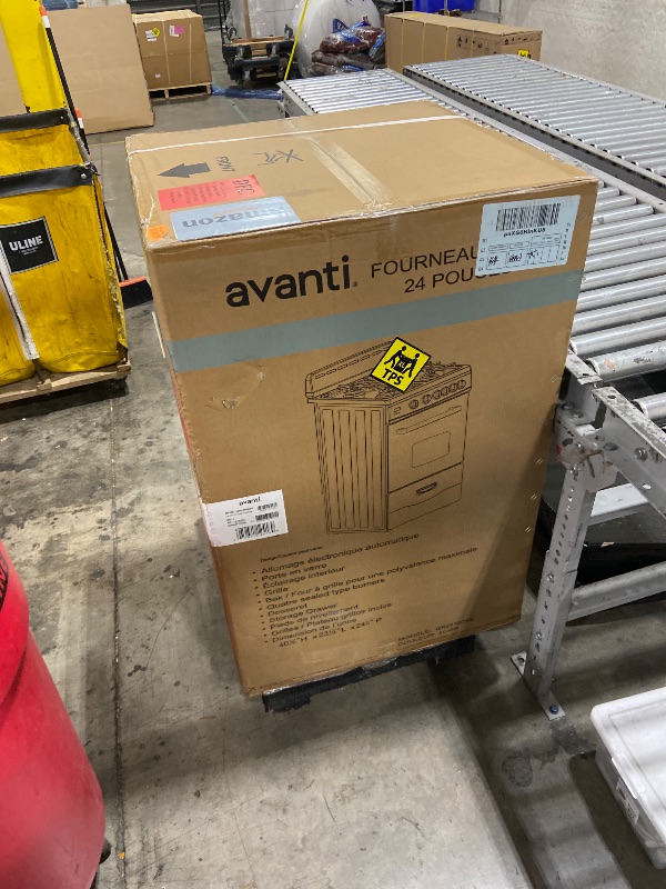Photo 1 of Avanti Compact Gas Range Oven 24-Inch with 4 Sealed Burners Automatic Electronic Ignition Large 2.6 cu.ft. Oven Storage Drawer Glass Door and Oven Light, in Stainless Steel