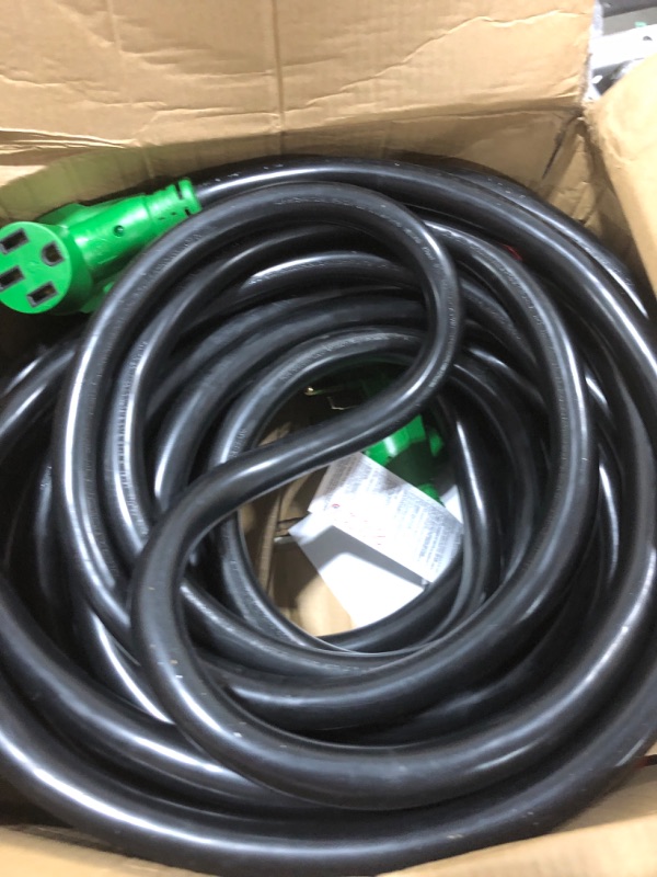 Photo 1 of RVGUARD 50 Amp 75 Foot RV/EV Extension Cord, NEMA 14-50P/R Heavy Duty Extension Cord with LED Power Indicator and Cord Organizer, Green, ETL Listed