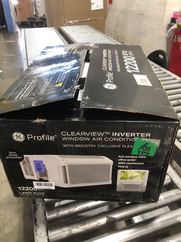 Photo 1 of GE Profile ClearView Inverter Window Air Conditioner Unit, 12,200 BTU, Energy Efficient Cooling up to 550 sq ft., Ultra Quiet, SMART Home Capable, Includes Remote, White