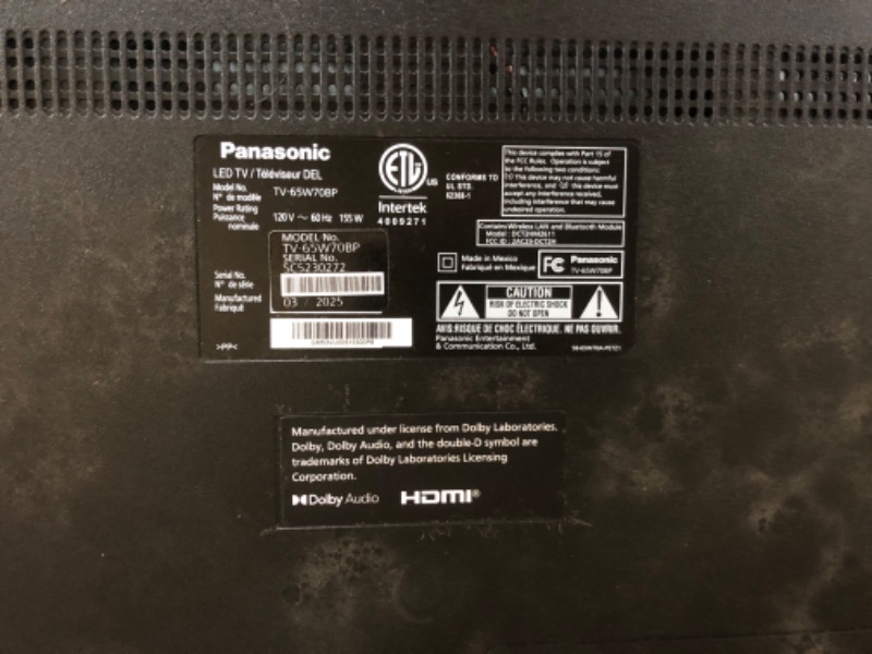 Photo 1 of SEE NOTES! Panasonic W70 Series (2025 Model) 65" LED 4K Ultra HD Smart Fire TV, Press & Ask Alexa, Apple AirPlay, HDR10+, HDMI 2.1, and Bluetooth Support - 65W70BP