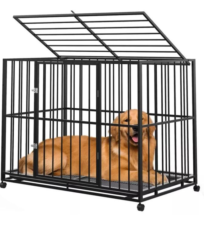 Photo 1 of Garvee  Dog Crate for Large Sized Dogs,Heavy Duty Stainless Steel Indoor Kennel Extra Large XL XXL Dog Cage Stackable for High Anxiety Dogs
