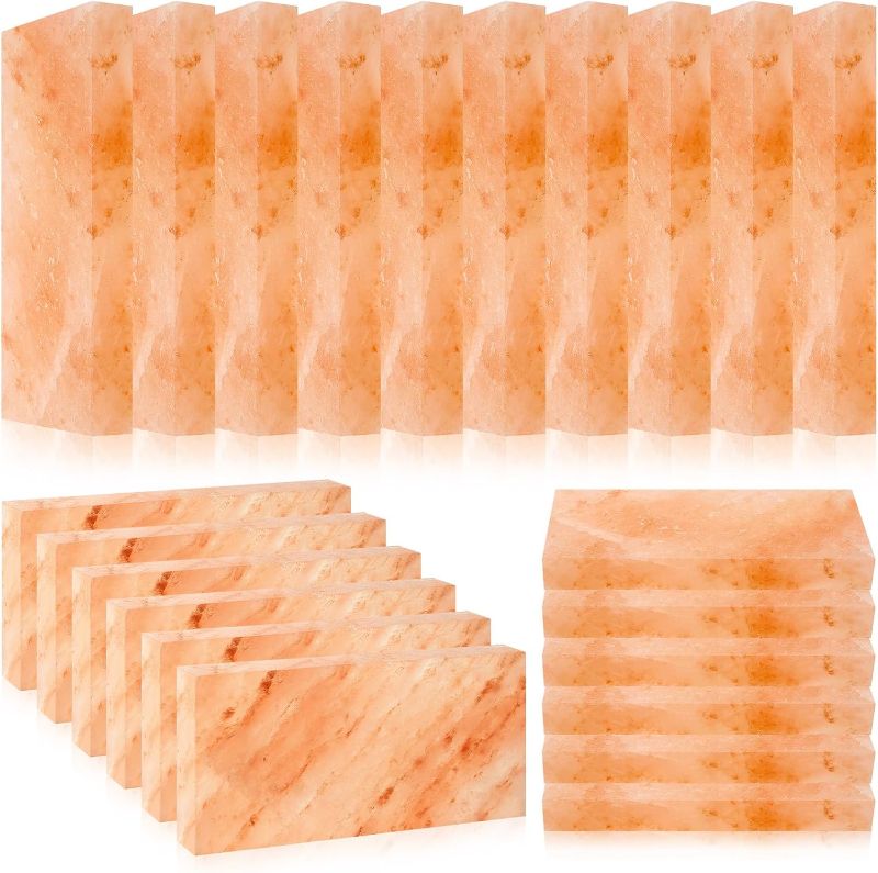 Photo 1 of 24 Pcs Himalayan Salt Tiles for Sauna Spa, 8 x 4 x 1 Inches, Natural Pink Salt Bricks Bulk Stone Blocks for Building Sauna Room, Spa Walls, Massage, Dry Aging, Wellness Centers, Home DIY Decor