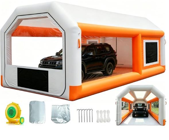 Photo 1 of 23x13x10ft Inflatable Paint Booth, Light Water-Resistant 210D Oxford Portable Spray Booth with 750W Blower, Professional Mobile Workshop for Car Parts, Furniture & Crafts, Dual Filtration