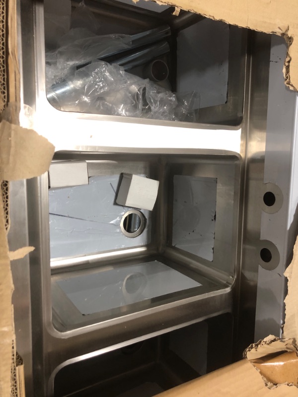 View 2 of HALLY 3 Compartment Sink of Stainless Steel NSF Commercial Utility Basin with 10" L x 14" W x 10" D Bowl for Bar, Restaurant, Kitchen, Hotel and Home