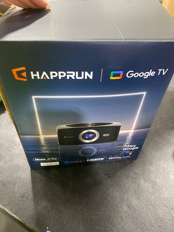 Photo 1 of 1500 ANSI Official Licensed Google TV Smart Projector, HAPPRUN 4K Full HD Home Theater with Auto Focus, Dolby Sound, Wi-Fi Bluetooth, Built-in Apps, Compatible with Phone & PC, Indoor & Outdoor Use