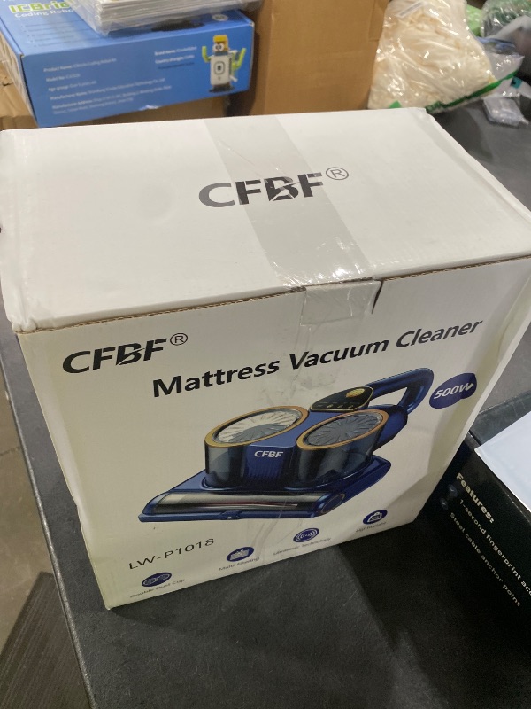 Photo 1 of CFBF Mattress Vacuum Cleaner, Bed Vacuum Cleaner with 16Kpa Suction 253.7nm UV-C Light, Ultrasonic & High Heating, 500W Powerful Double-Cup Handheld Vacuums for Bed, Sofa, Couch, Crib, 16.4FT Corded
