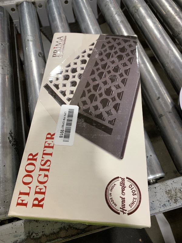 Photo 1 of Prima Decorative Floor Register 4" x 10" – Cast Aluminum Heavy-Duty Vent Cover, Modern Linear Design VR-109, Walkable, Adjustable Louvers, 6" x 12" Faceplate (5mm Thick), Without Screw Holes- Gold
