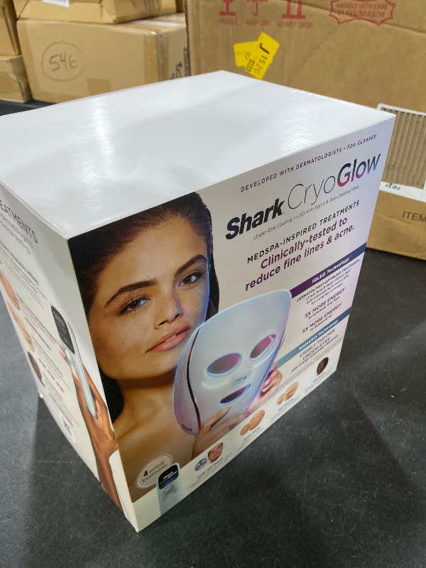 Photo 1 of Shark CryoGlow LED Face Mask with Under-Eye Cooling, Anti-Ageing & Blemish Repair, Red & Blue LED, Infrared Light Therapy, USB-C, Remote Control, Storage Bag, Blue Frost, FW312