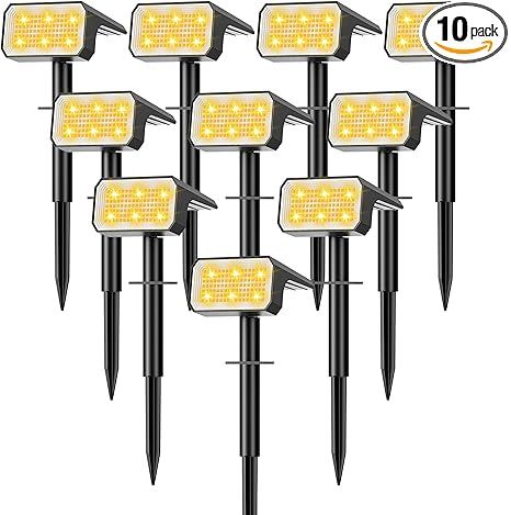Photo 1 of Solar Spot Lights Outdoor, [10 pack/118 LED] 4 Modes Auto On/Off Solar Landscape Spotlights, Ip67 Waterproof Solor Powered Pathway Lights for Outside Yard Garden Walkway Tree Patio (Warm White)
