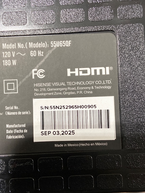 Photo 1 of Hisense 55" Class U6 Series Mini-LED 4K UHD Smart Fire TV (55U65QF, 2025 Model) - QLED, Native 144Hz, HDR10+, Dolby Vision IQ, Dolby Atmos, Game Mode Pro, ALLM, Alexa Built in, Black