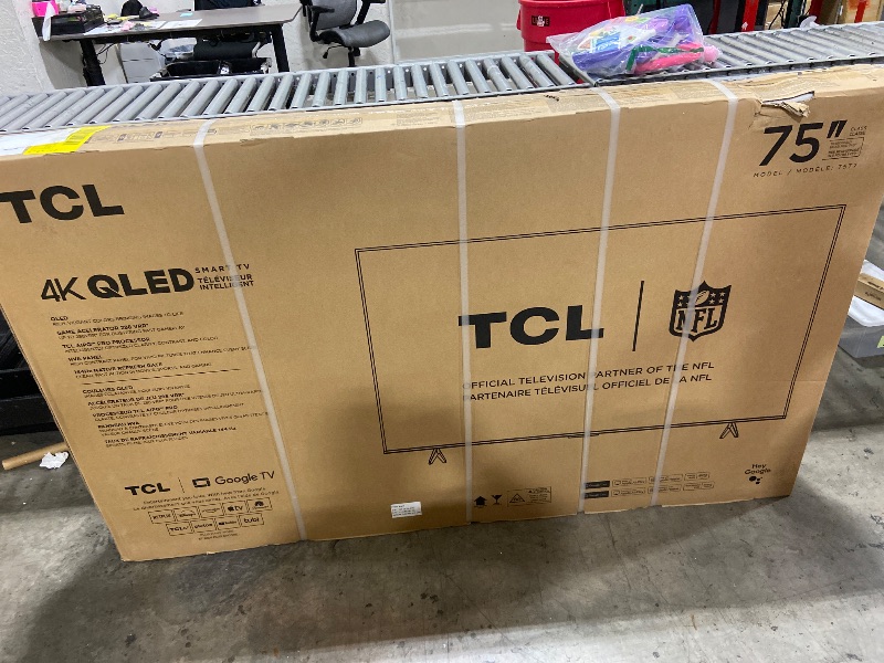 Photo 1 of TCL Amazon Exclusive 75 Inch Class T7 Series | 4K QLED HDR Lag-Free Smart Google TV | 75T7, 2025 Model | 120Hz-144Hz High Brightness, Dolby Atmos, Alexa Voice Remote AI Streaming Gaming Television FOR PARTS