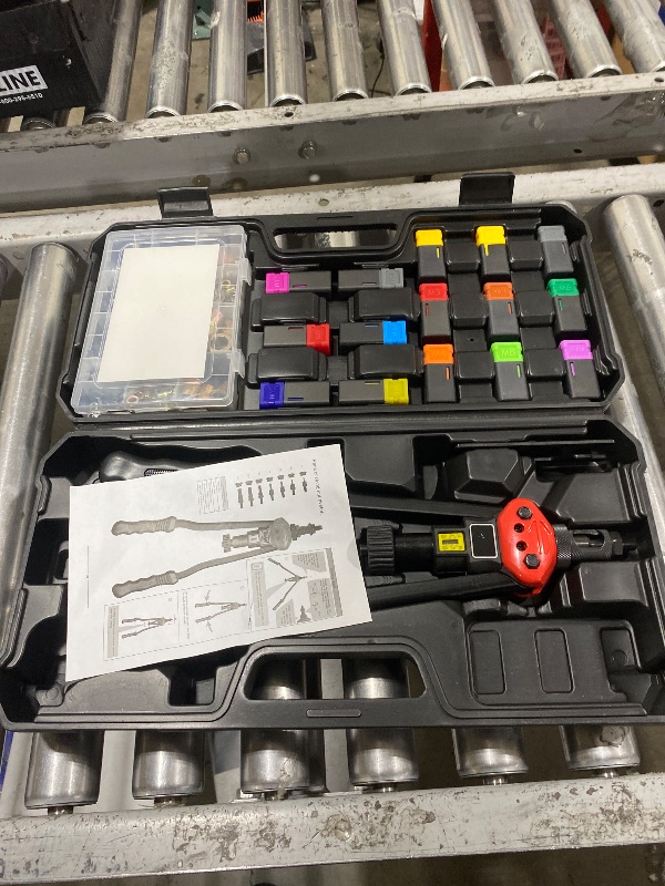 Photo 1 of DKwoeshg 16" Professional Rivet Nut Tool Kit - Lever-Style Rivnut Tool with Visual Stroke Indicator, Nutsert Tool Kit Includes 15 Metric & SAE Mandrels for Threaded Inserts