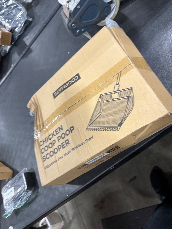 Photo 1 of 2-in-1 Chicken Coop Poop Scooper and Rake - Metal Sand Sifting Litter Scoop Shovel with Angled Basket and Micro-Sized Diamond Mesh to Catch the Smallest Farm Animal Droppings - Adjustable 12" to 53"