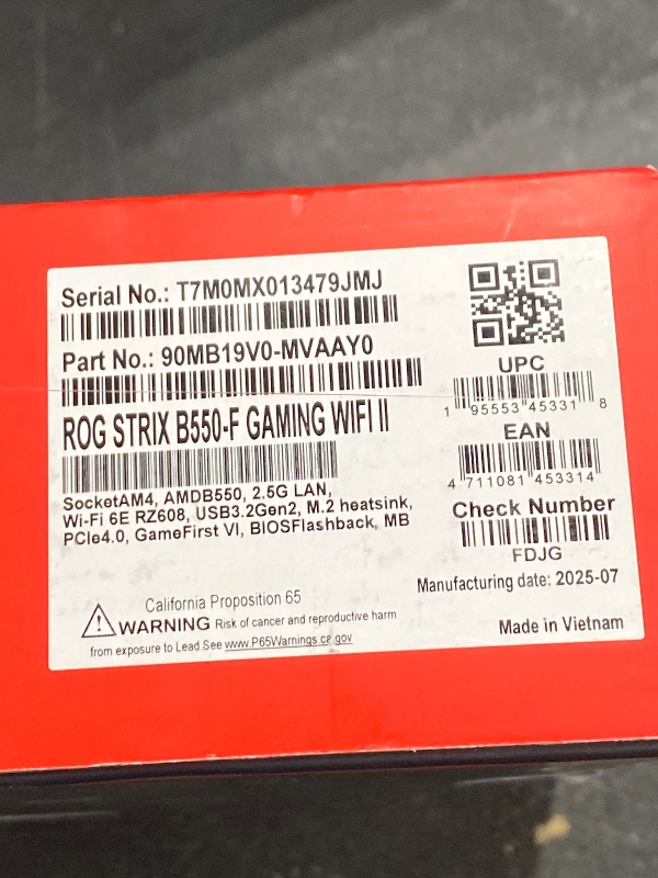 Photo 1 of Asus ROG Strix B550-F Gaming WiFi II AMD AM4 (3rd Gen Ryzen) ATX Gaming Motherboard (PCIe 4.0,WiFi 6E, 2.5Gb LAN, BIOS Flashback, HDMI 2.1, Addressable Gen 2 RGB Header and Aura Sync)