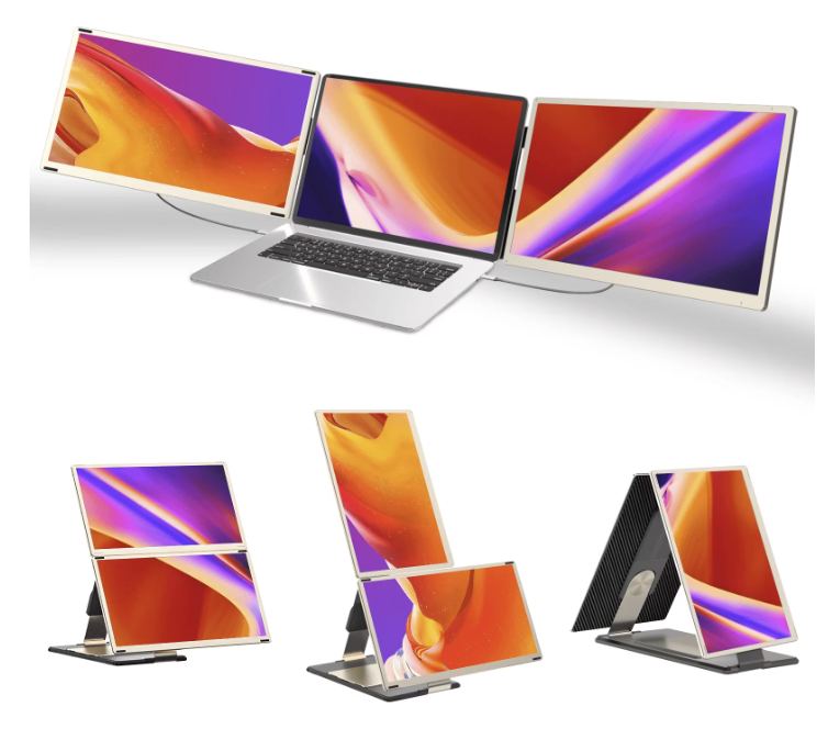 Photo 1 of S6 Laptop Screen Extender, 15.6" 120% sRGB FHD 1080P IPS Triple Portable Monitor Extender, 235°Rotation & Kickstand, HDMI/USB-A/USB-C for Mac/Windows/Android, Fits All Laptops, Plug & Play