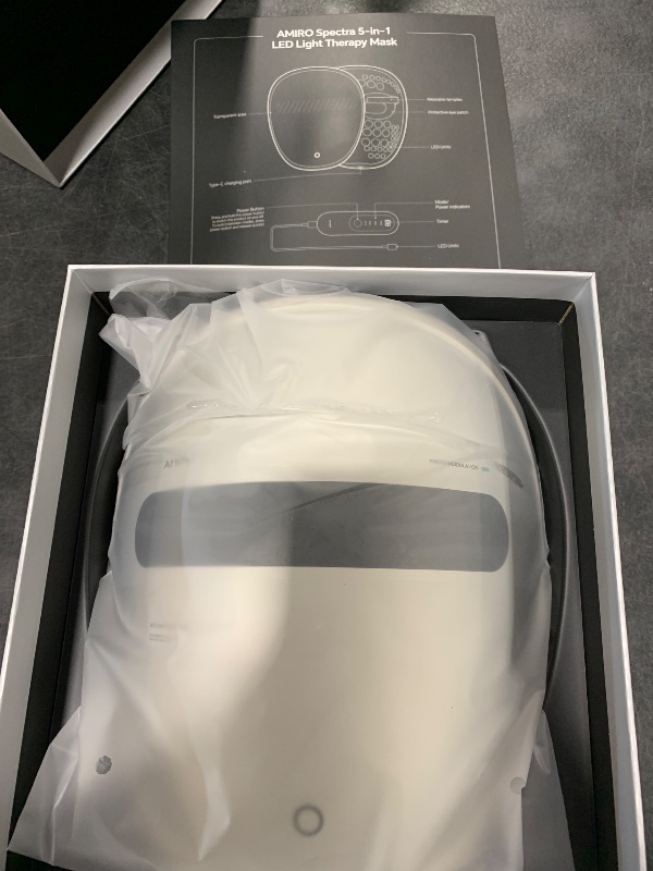 Photo 1 of AMIRO Spectra 5-in-1 Light Facial Mask, Full-Spectrum 5-Wavelength Skincare System for Face with Red, Blue, Green, Yellow & Infrared Light, 3 Smart Skincare Modes, Contour-Fit Silicone Design, Silver