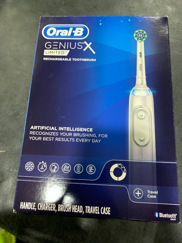Photo 1 of Oral-B Genius X Limited Rechargeable Electric Toothbrush with 1 Replacement Brush Head, Travel Case, White