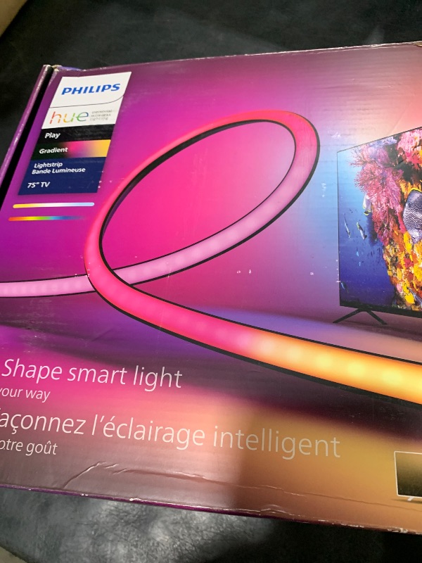 Photo 1 of Philips Hue 75" Smart Light Strip - White and Color Ambiance LED Color-Changing TV Backlight - Sync with Television, Music, Gaming - Requires Bridge and Sync Box