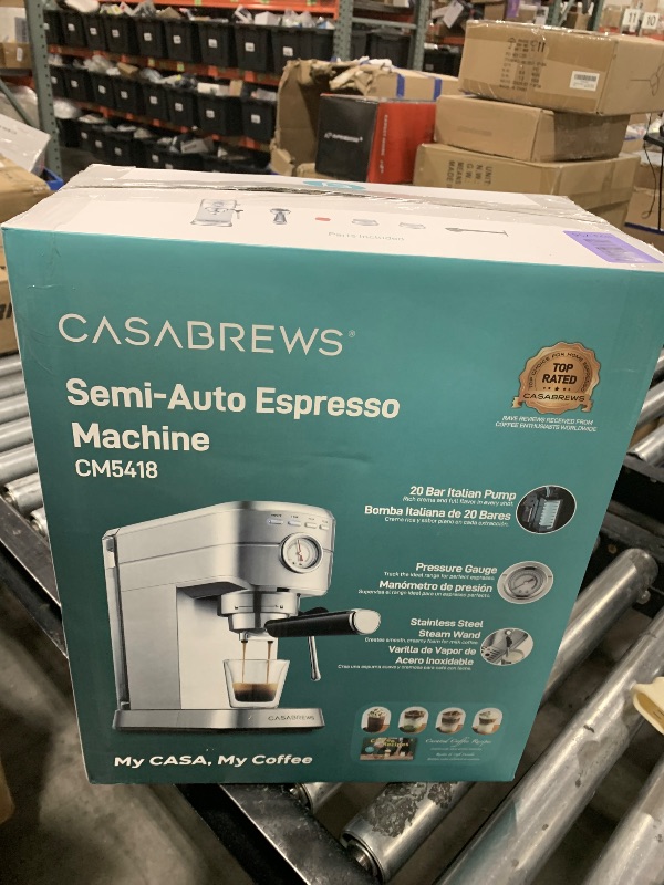 Photo 1 of CASABREWS CM5418 Espresso Machine 20 Bar, Compact Espresso Maker with Steam Milk Frother, Stainless Steel Coffee Machine with 34oz Removable Water Tank for Cappuccino, Small Latte Machine, Silver