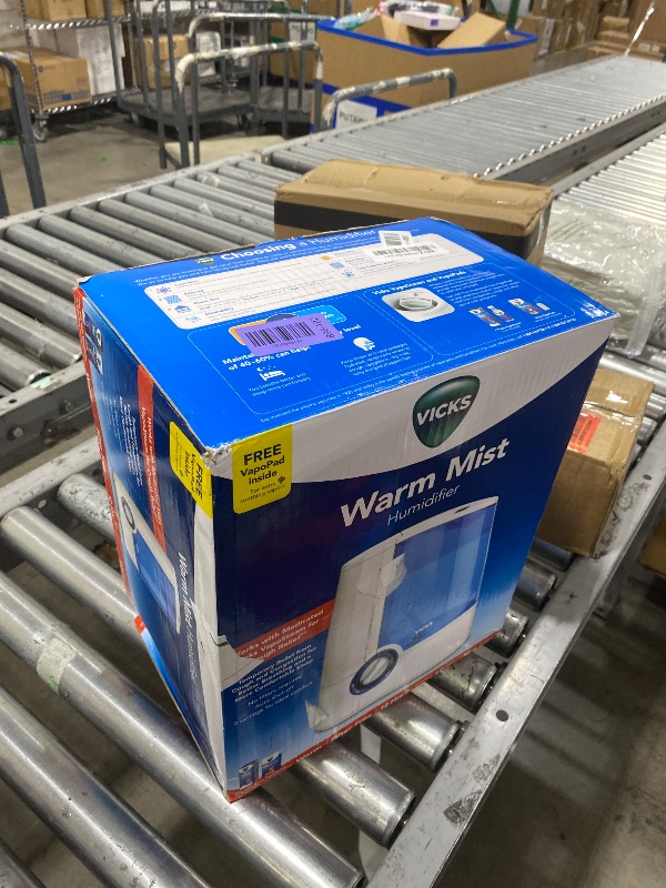 Photo 1 of Vicks Warm Mist Humidifier Filter-Free 1-Gal Tank, Auto Shut-Off, Night Light, VapoPad and VapoSteam Compatible