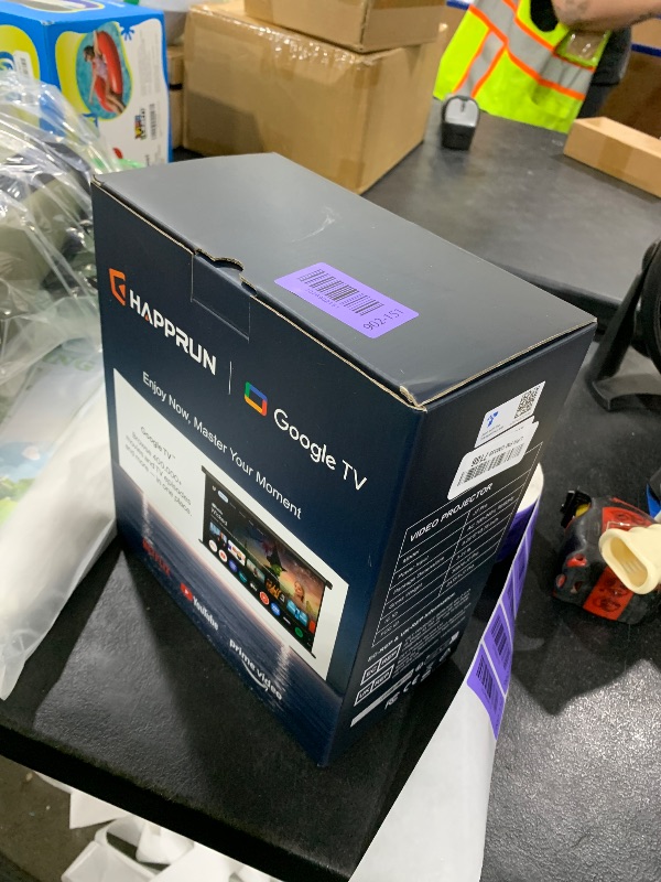 Photo 1 of 1500 ANSI Official Licensed Google TV Smart Projector, HAPPRUN 4K Full HD Home Theater with Auto Focus, Dolby Sound, Wi-Fi Bluetooth, Built-in Apps, Compatible with Phone & PC, Indoor & Outdoor Use