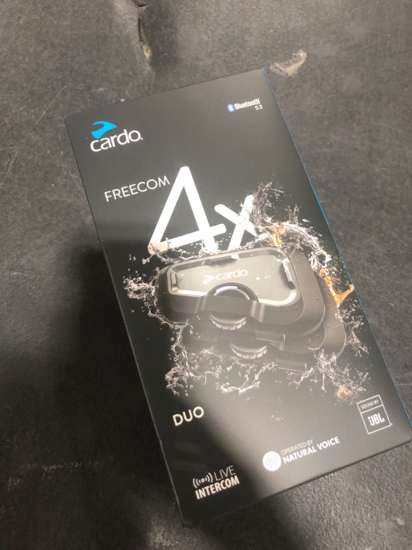 Photo 1 of Cardo Systems FREECOM 4X Motorcycle 4-Way Helmet Bluetooth Communication System Headset Intercom, Universal Bluetooth Connectivity, Waterproof, 40mm Speakers - Dual Pack