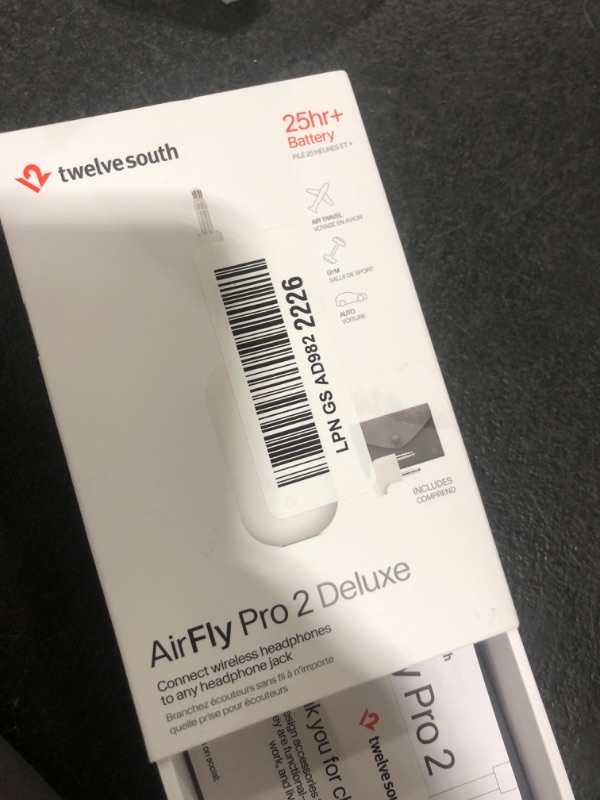 Photo 1 of AirFly Pro 2 Deluxe – Bluetooth Adapter for Airplane, Pair 2 AirPods or Wireless Headphones – 3.5mm AUX Bluetooth Transmitter/Receiver for Cars, Boats, Treadmills, TVs – Airplane Travel Essentials