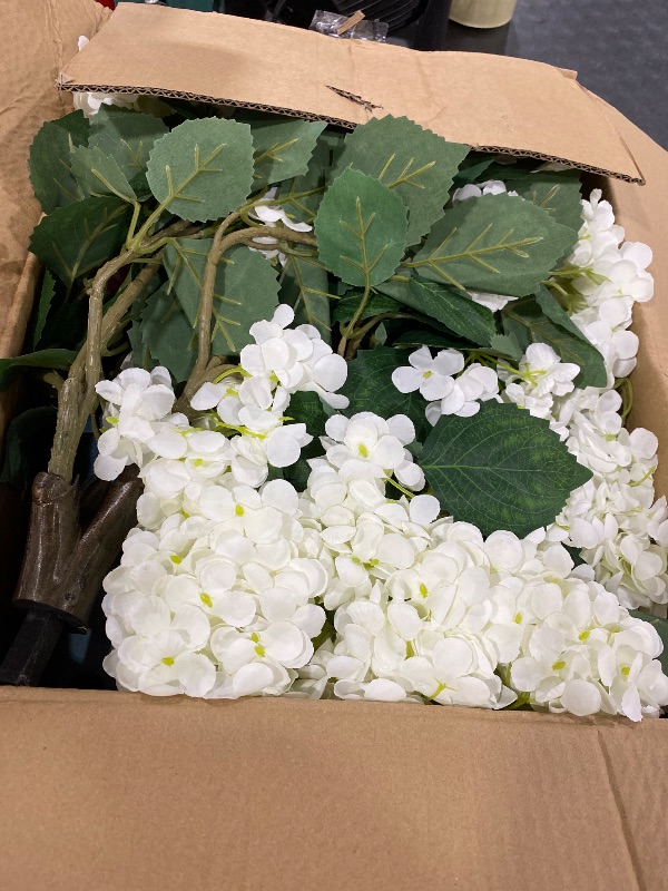 Photo 1 of QIANYUN Faux Hydrangea Tree 30" Tall (2 Pack), Artificial Hydrangea Plant in Pot with White Flowers, Realistic Hydrangea Tree for Indoor Outdoor Porch, Patio, Home Decor