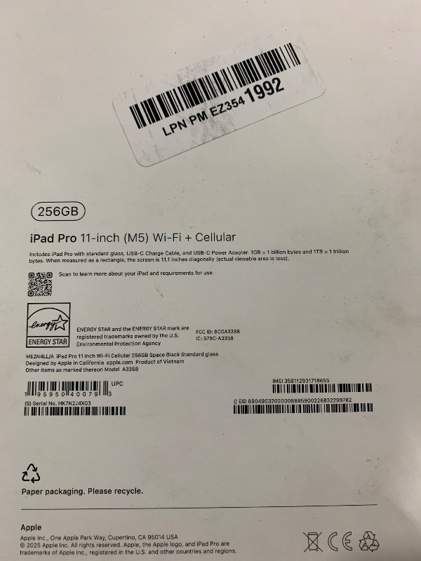 Photo 1 of Apple iPad Pro 11-inch (M5): Ultra Retina XDR Display, 256GB, 12MP Front/Back Camera, LiDAR Scanner, Wi-Fi 7 with Apple N1 + 5G Cellular with C1X chip, Face ID, All-Day Battery Life — Space Black