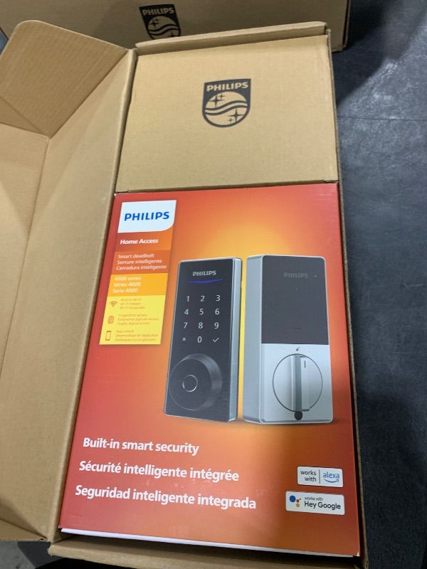 Photo 1 of Philips Wi-Fi Smart Lock with Handles, Built-in WiFi Keyless Entry Front Door Lock Set, Keypad Deadbolt with Handle, App Fingerprint Code Unlock, Auto Locking, Remote Control & Voice Unlock, Nickel