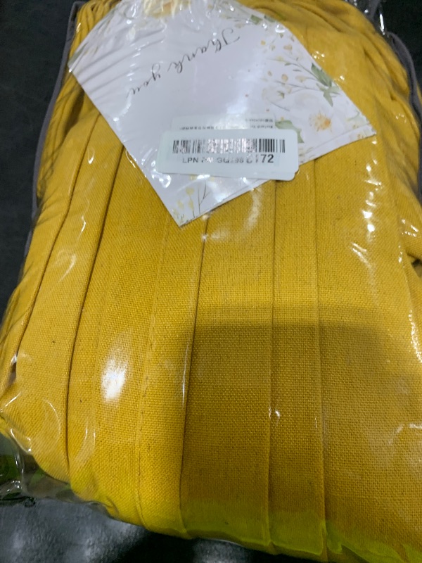 Photo 1 of Mustard Yellow Linen Curtains 96 Inch Pinch Pleated for Living Room Bedroom Dining Boho Light Filtering Spring Decor Pinch Pleat Drapes Back Tab Semi Sheer Harvest Autumn Golden Ochre Window Curtains
