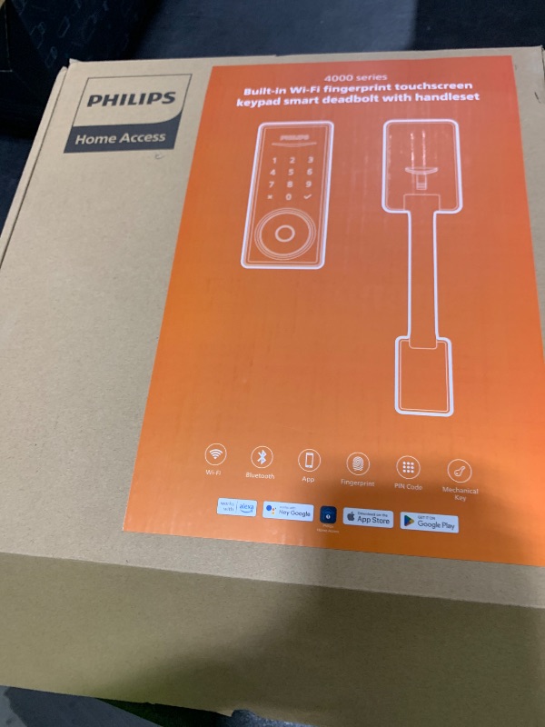 Photo 1 of Philips Touchscreen WiFi Smart Lock with Handle Set, Built-in WiFi, Remote Control & Voice Control, Fingerprint Keyless Entry Door Lock, Smart Locks for Front Door Deadbolt, Auto-Lock, Matte Black