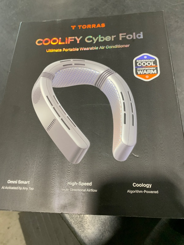 Photo 1 of TORRAS COOLiFY Cyber Fold AI Neck Air Conditioner, Ultimate Cooler Max Cooling Area with Portable Bag, Neck & Face Cooler with Adjustable Strong Wind, Rechargeable Gift for Dad, Husband, Titanium