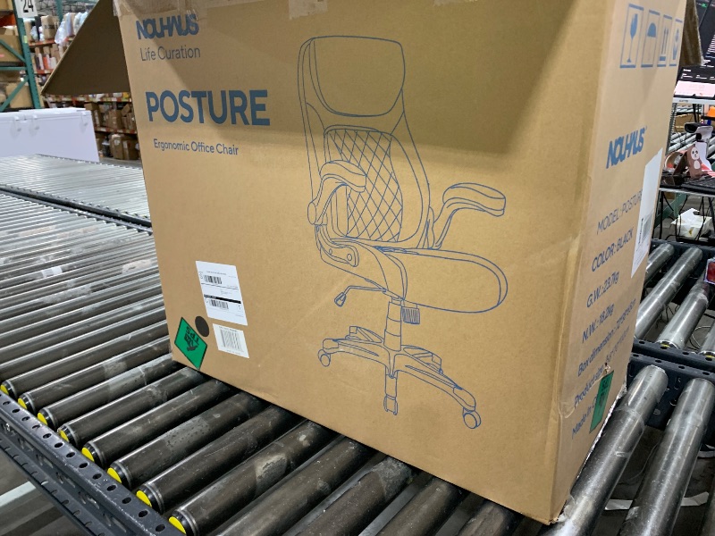 Photo 1 of Nouhaus +Posture Ergonomic PU Leather Office Chair. Click5 Lumbar Support with FlipAdjust Armrests. Modern Executive Chair and Computer Desk Chair (Black)