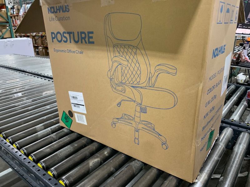 Photo 1 of Nouhaus +Posture Ergonomic PU Leather Office Chair. Click5 Lumbar Support with FlipAdjust Armrests. Modern Executive Chair and Computer Desk Chair (Black)