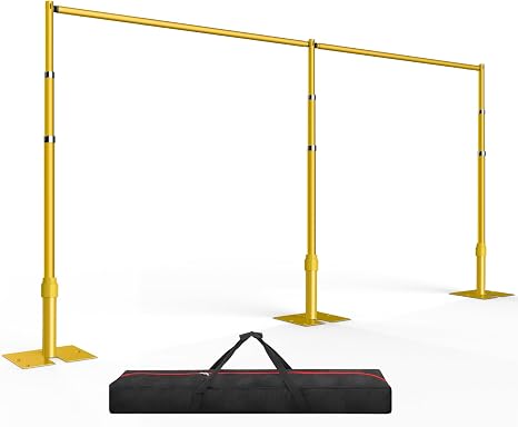 Photo 1 of EMART Backdrop Stand Heavy Duty 10x20ft, Adjustable Pipe and Drape Photo Background Support Kit, Metal Frame with Flat Base for Wedding Birthday Party Banquet Decorations-Gold