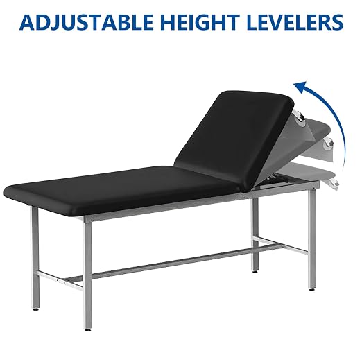 Photo 1 of Helsevesen 27" Width Bariatric Luxe Upholstered Treatment Table with H-Brace and Adjustable Backrest?Comfortable Fixed Height Medical Exam Table, Load Capacity of 500 lbs. (227 KG)