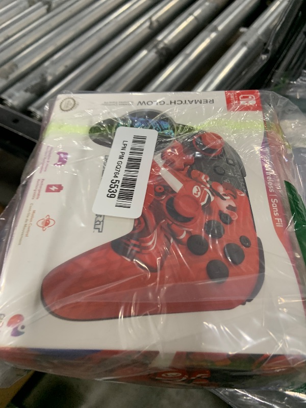 Photo 1 of PDP Gaming REMATCH GLOW Wireless Nintendo Switch Pro Controller, Licensed, Nintendo Switch 2|Lite|OLED, Motion Controls, Rechargeable Battery Power, Glow in the Dark: Grand Prix Mario (Red and Black)