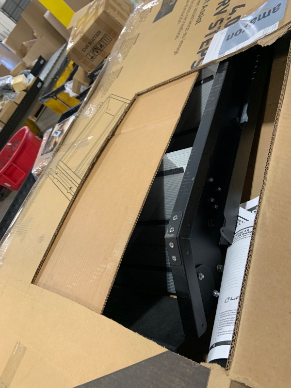 Photo 1 of Lippert Solid Step 4.0 Premium Quad RV Camper Entry Steps with Lift Assist Gas Struts, 26" Step Width, XL Top Tread, 8" Rise, 500-lb. Weight Capacity, Adjustable Legs, Recessed Feet - 2024057000
