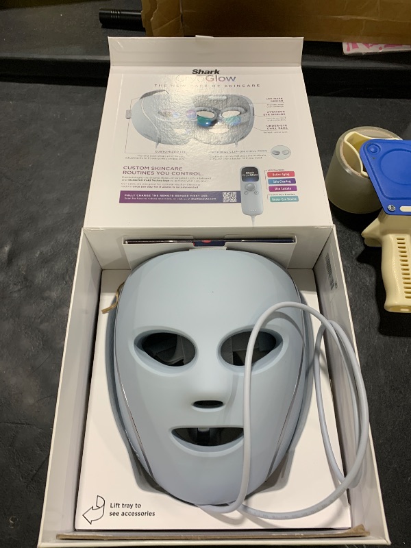 Photo 1 of Shark CryoGlow LED Face Mask with Under-Eye Cooling, Anti-Ageing & Blemish Repair, Red & Blue LED, Infrared Light Therapy, USB-C, Remote Control, Storage Bag, Blue Frost, FW312