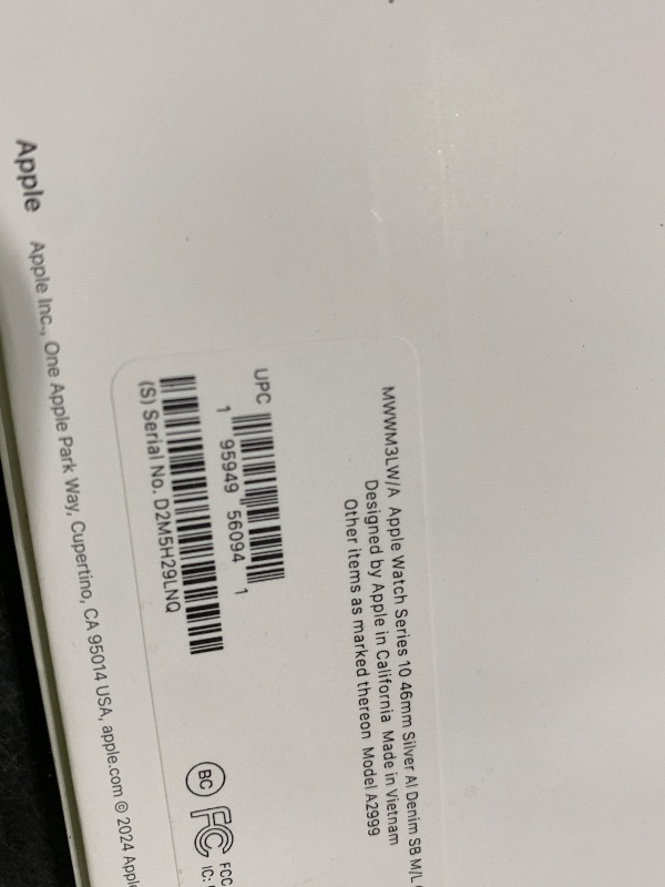 Photo 1 of Apple Watch Series 10 [GPS 46mm case] Smartwatch with Silver Aluminum Case with Denim Sport Band - M/L. Fitness Tracker, ECG App, Always-On Retina Display, Water Resistant