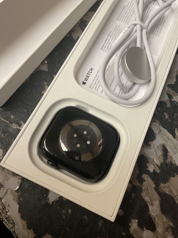 Photo 1 of Apple Watch Series 10 [GPS 46mm case] Smartwatch with Silver Aluminum Case with Denim Sport Band - M/L. Fitness Tracker, ECG App, Always-On Retina Display, Water Resistant