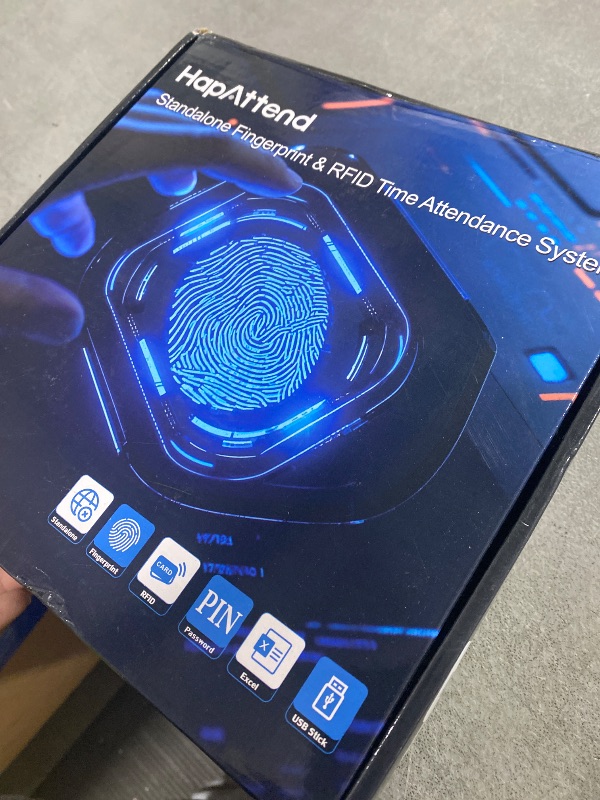 Photo 1 of HapAttend Time Clocks for Employees Small Business Automatic Calculate Hours, 0 Monthly Fees Fingerprint Time Clock, H2 Standalone Biometric Clock in Machine for Employees with 5 RFID Cards (No WiFi)