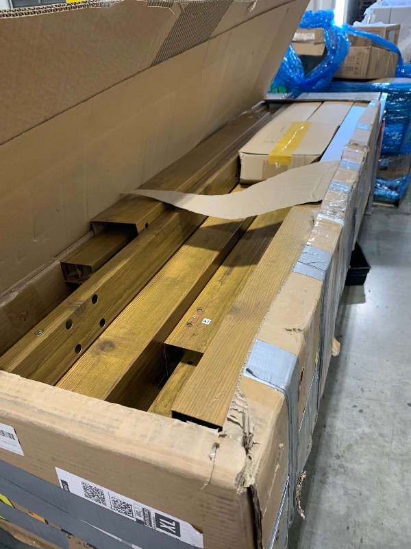 View 2 of ITEM IS MISSING PARTS. UNSURE WHAT PARTS ARE MISSING.--------------------------------------------------------Garvee 10? X 13? Wood-Grain Aluminum Pergola with Retractable Canopy UV50+ Sun Protection for Backyard Patio Porch Grape Trellis,Grey