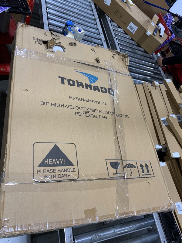 Photo 1 of Tornado 30 Inch 8850 CFM Pedestal Fan, 3 Aluminum Blade Stationary, Commercial Industrial Use, Oscillating, High Velocity, UL Safety Listed